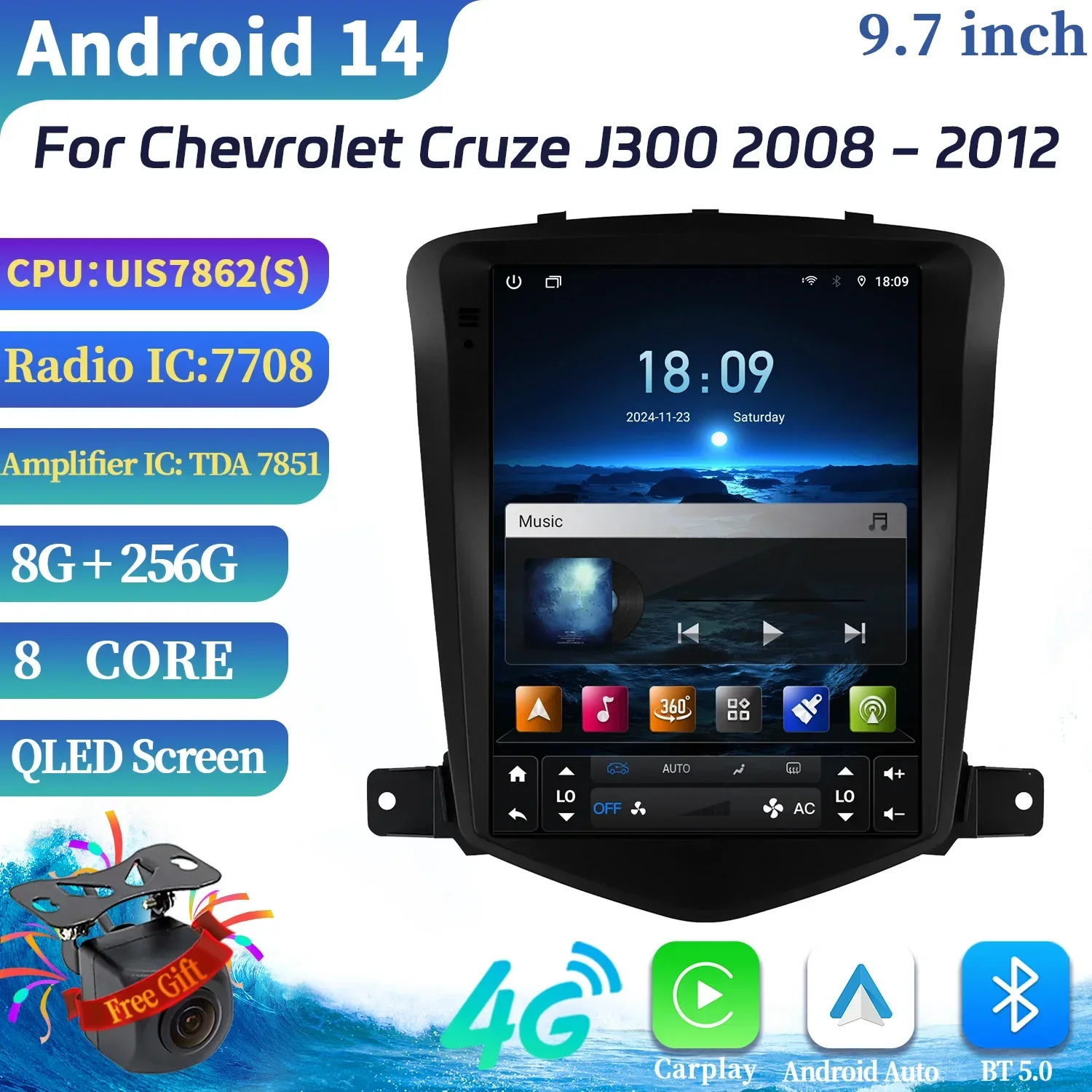 9.7inch Android Car Stereo Radio Multimedia Video Player For Chevrolet Cruze J300 2008-2012 Navigation Carplay Automotive Screen
9.7inch Android Car Stereo Radio Multimedia Video Player For Chevrolet Cruze J300 2008-2012 Navigation Carplay Automotive Screen