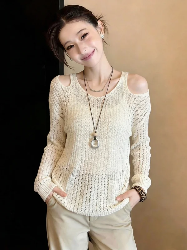 Women's Hollow out Long Sleeve Knitwear Spring Summer New Style plus Size Outerwear Top Comfortable Breathable Korean Style
Women's Hollow out Long Sleeve Knitwear Spring Summer New Style plus Size Outerwear Top Comfortable Breathable Korean Style