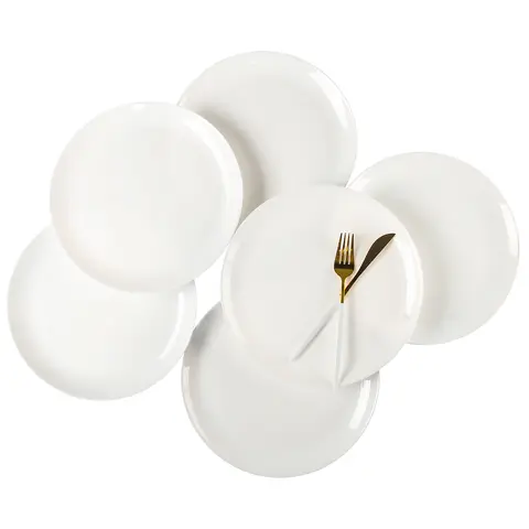 10.5 Inch 12-Piece Opal Glass Dinner Plates, Microwave/Dishwasher Safe | Stylish & Shatterproof for Home/Restaurant