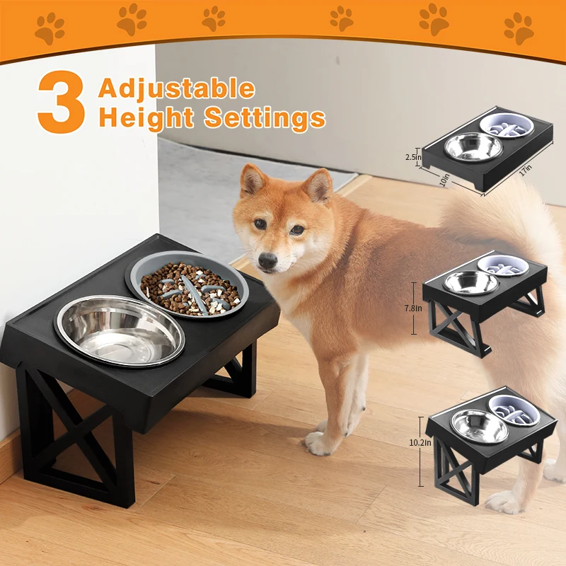 Elevated Dog Bowls 3 Adjustable Heights Raised Dog Food Water Bowl with Slow Feeder Bowl Standing Dog Bowl for Medium Large Dogs
Elevated Dog Bowls 3 Adjustable Heights Raised Dog Food Water Bowl with Slow Feeder Bowl Standing Dog Bowl for Medium Large Dogs