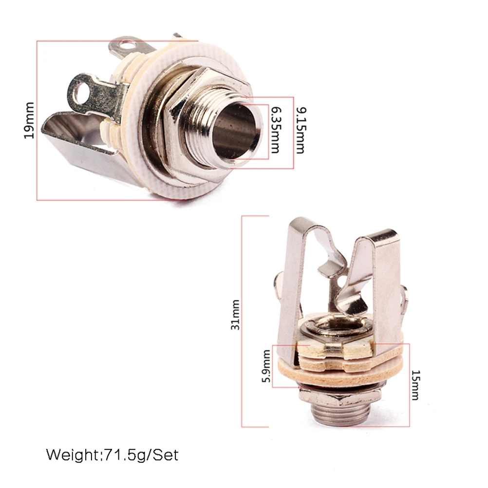6 pcs Guitar Pickup Output Jack Socket Connector Stereo Binaural Signal Cables Iron Copper Durable Chrome Plated Easy Install
6 pcs Guitar Pickup Output Jack Socket Connector Stereo Binaural Signal Cables Iron Copper Durable Chrome Plated Easy Install