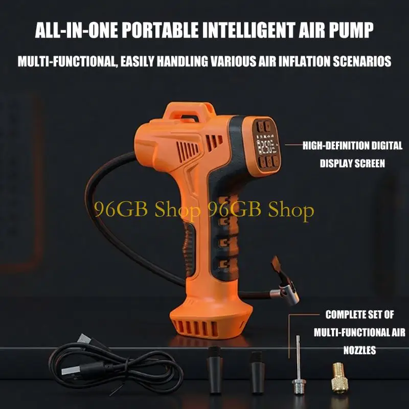 96GB Fast Charging Cordless Air Compressor For Cars Motorcycles Bikes With Pressure Gauge
96GB Fast Charging Cordless Air Compressor For Cars Motorcycles Bikes With Pressure Gauge