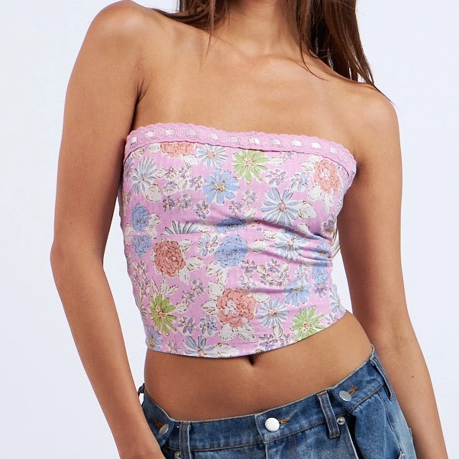 2025 Women Y2K Strapless Sweet Crop Tube Tops Summer Watercolor Floral Print Off-Shoulder Bandeau Backless Shirts for Streetwear
2025 Women Y2K Strapless Sweet Crop Tube Tops Summer Watercolor Floral Print Off-Shoulder Bandeau Backless Shirts for Streetwear