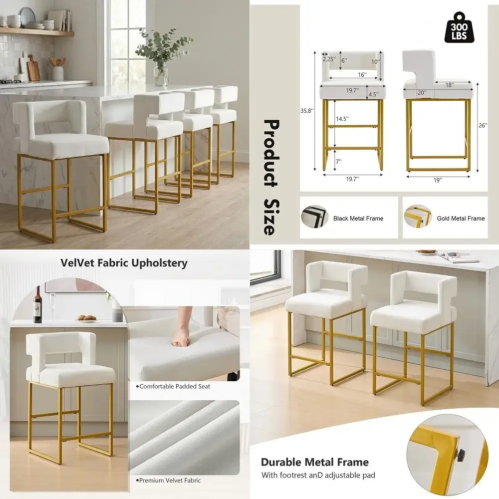 Swivel Bar Stools Set of 4, 29 Seat Height Kitchen Stools with Tufted Back amp Wood Legs, Velvet Upholstered Counter Stools wit
Swivel Bar Stools Set of 4, 29 Seat Height Kitchen Stools with Tufted Back amp Wood Legs, Velvet Upholstered Counter Stools wit