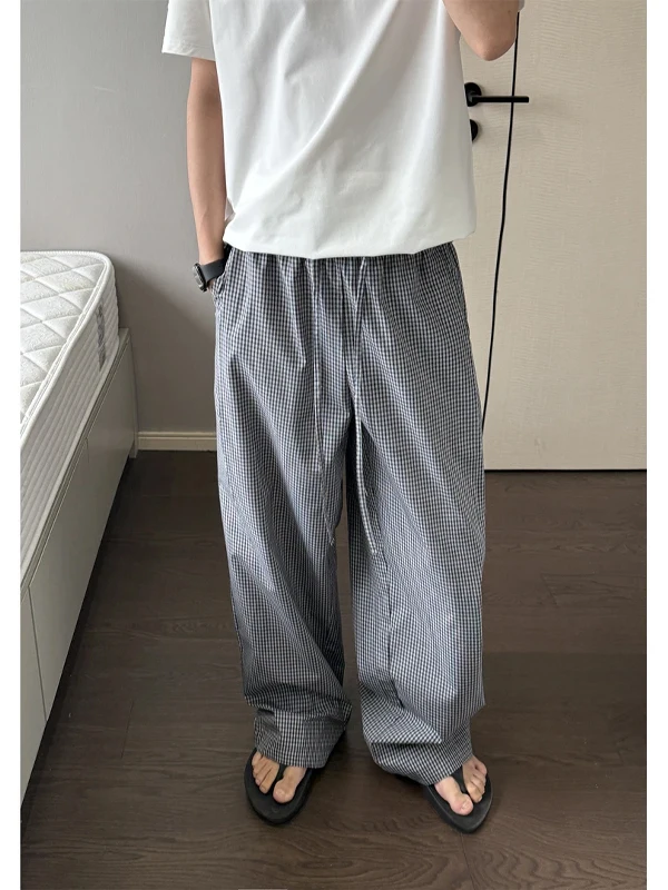 Blue And White Plaid Loose Straight Leg Casual Pants Thin Summer Cleanfit Lazy Feel Wide Leg Trousers for Men And Women
Blue And White Plaid Loose Straight Leg Casual Pants Thin Summer Cleanfit Lazy Feel Wide Leg Trousers for Men And Women