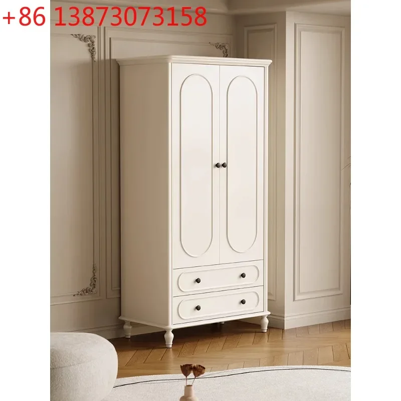 French cream style wardrobe small apartment bedroom storage locker household white solid wood two-door wardrobe with drawers
French cream style wardrobe small apartment bedroom storage locker household white solid wood two-door wardrobe with drawers