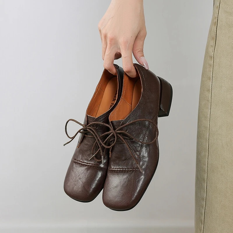 NEW Spring/Autumn Women Pumps Square Toe Chunky Heel Shoes Genuine Leather Shoes for Women Retro Lace up Low Heel Women Shoes
NEW Spring/Autumn Women Pumps Square Toe Chunky Heel Shoes Genuine Leather Shoes for Women Retro Lace up Low Heel Women Shoes