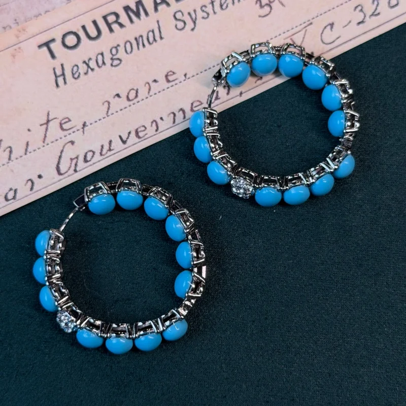 Vintage Blue Color Turquoise Earrings Luxury Jewelry Wedding Gift For Woman Lady High Quality Designer Brand Trends 2026 New
Vintage Blue Color Turquoise Earrings Luxury Jewelry Wedding Gift For Woman Lady High Quality Designer Brand Trends 2026 New