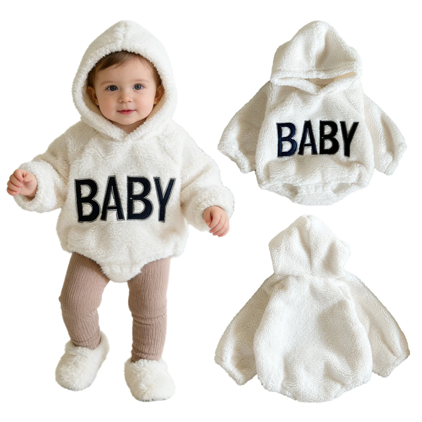 Baby Boys Girls Warm Fleece Hooded Rompers Winter Fashion Long Sleeve Letter Embroidery Bodysuit Photography Newborn Clothes
Baby Boys Girls Warm Fleece Hooded Rompers Winter Fashion Long Sleeve Letter Embroidery Bodysuit Photography Newborn Clothes