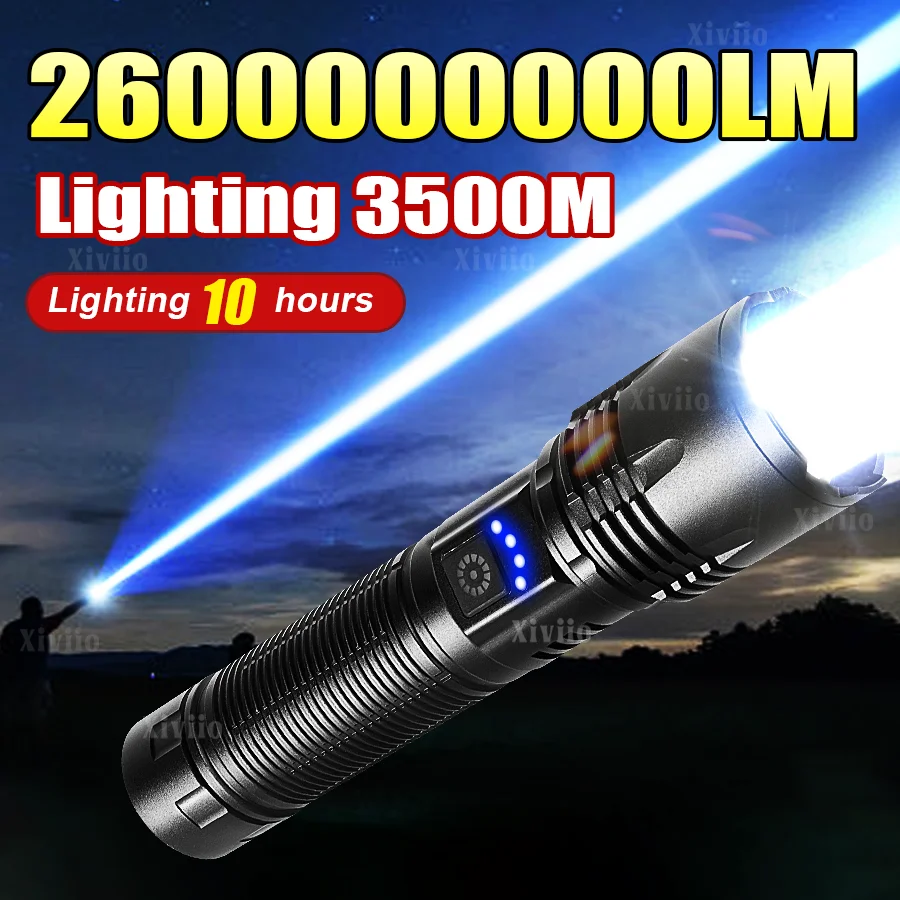 Новый 260000000LM сильный свет светодиодный фонарик Type-c перезаряжаемый фонарик дальнего действия 3500 м фонарик для кемпинга и рыбалки
Новый 260000000LM сильный свет светодиодный фонарик Type-c перезаряжаемый фонарик дальнего действия 3500 м фонарик для кемпинга и рыбалки
