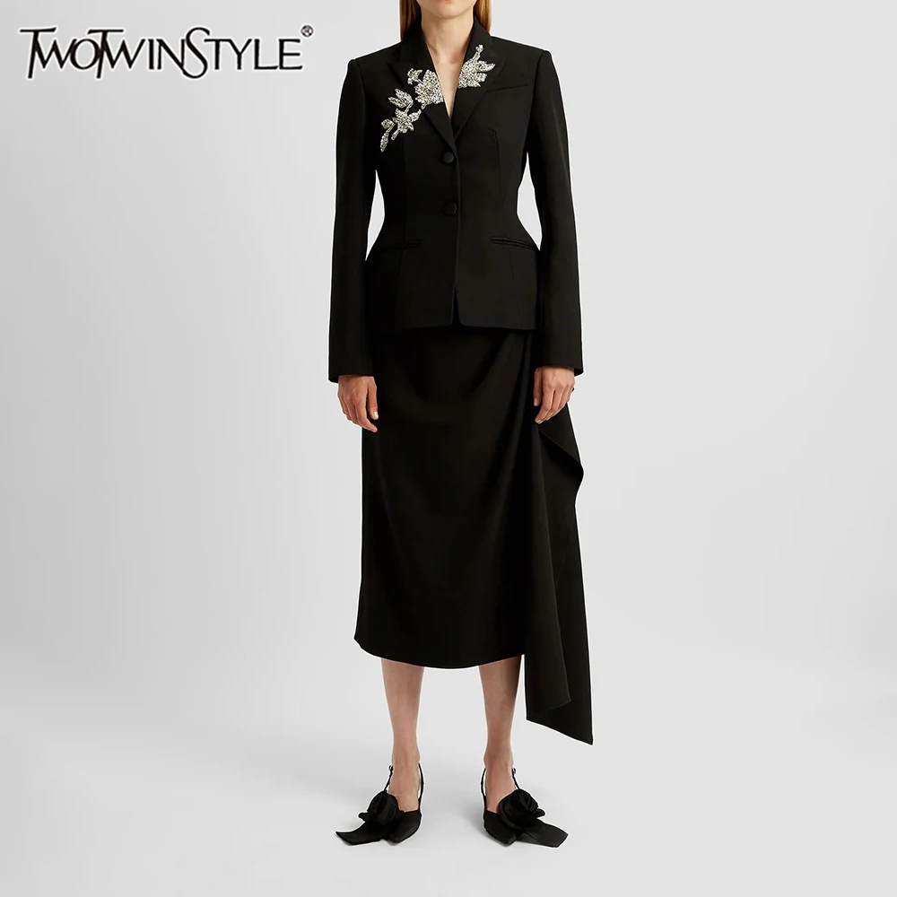 TWOTWINSTYLE Solid Slimming Spliced Bead Elegant Blazers for Women Lapel Patchwork Single Breasted Blazer Female Clothing New
TWOTWINSTYLE Solid Slimming Spliced Bead Elegant Blazers for Women Lapel Patchwork Single Breasted Blazer Female Clothing New