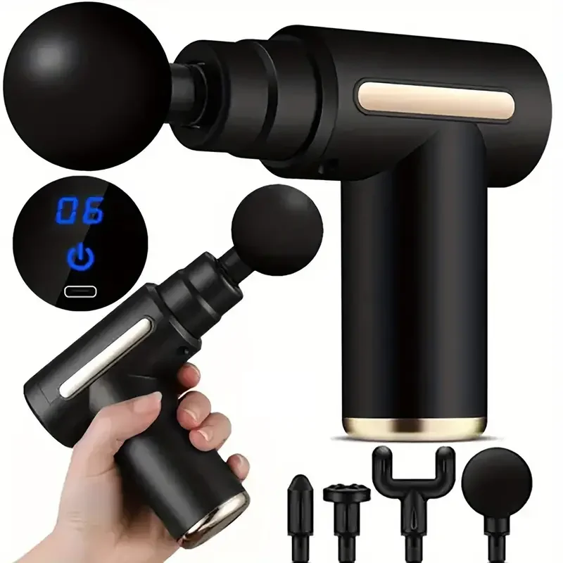 Black Portable Massage Gun, Deep Tissue Impact Muscle Massager, with 4 Interchangeable Massage Heads - USB Rechargeable, Ergo
Black Portable Massage Gun, Deep Tissue Impact Muscle Massager, with 4 Interchangeable Massage Heads - USB Rechargeable, Ergo