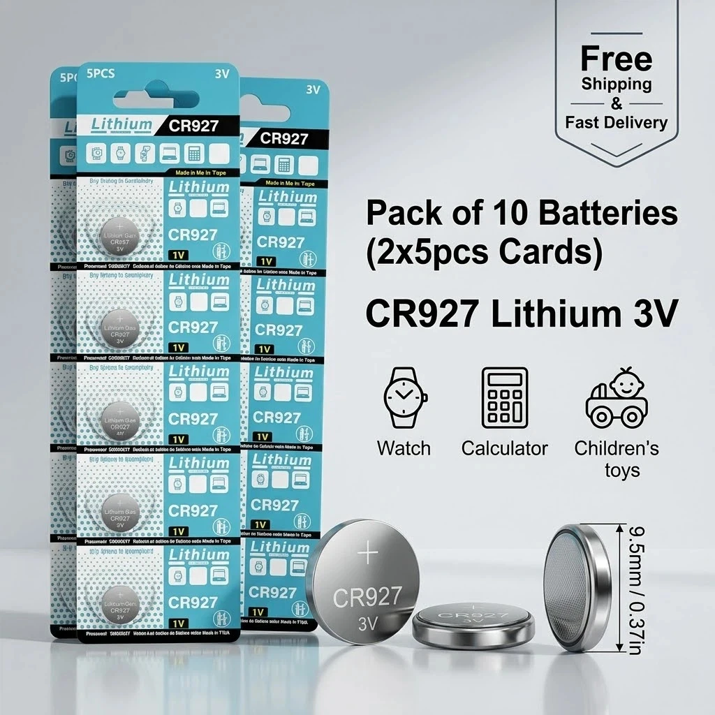 2-10 шт. литиевые батарейки-таблетки CR927 3V (DL927, BR927, BR927-1W, CR927-1W) для игрушек, часов, пультов дистанционного управления
2-10 шт. литиевые батарейки-таблетки CR927 3V (DL927, BR927, BR927-1W, CR927-1W) для игрушек, часов, пультов дистанционного управления