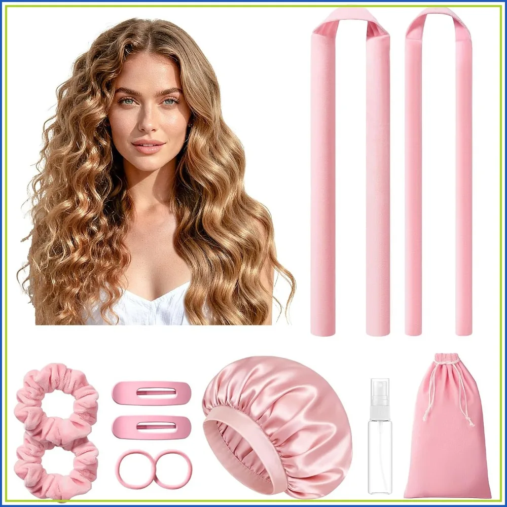 Heatless Curls Overnight Set, 2 Sizes Soft Hair Rollers with Bonnet, No Heat Hair Curlers for Long and Medium Hair (Pink)
Heatless Curls Overnight Set, 2 Sizes Soft Hair Rollers with Bonnet, No Heat Hair Curlers for Long and Medium Hair (Pink)