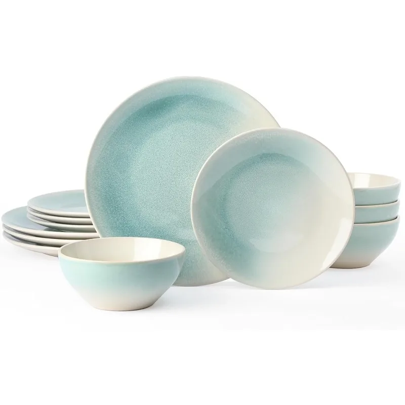 Glacier Stoneware Dinnerware Sets, Plates and Bowls Sets, 12 Pieces Kitchen Dishes Set for 4 - Dishwasher and Microwave Safe
Glacier Stoneware Dinnerware Sets, Plates and Bowls Sets, 12 Pieces Kitchen Dishes Set for 4 - Dishwasher and Microwave Safe