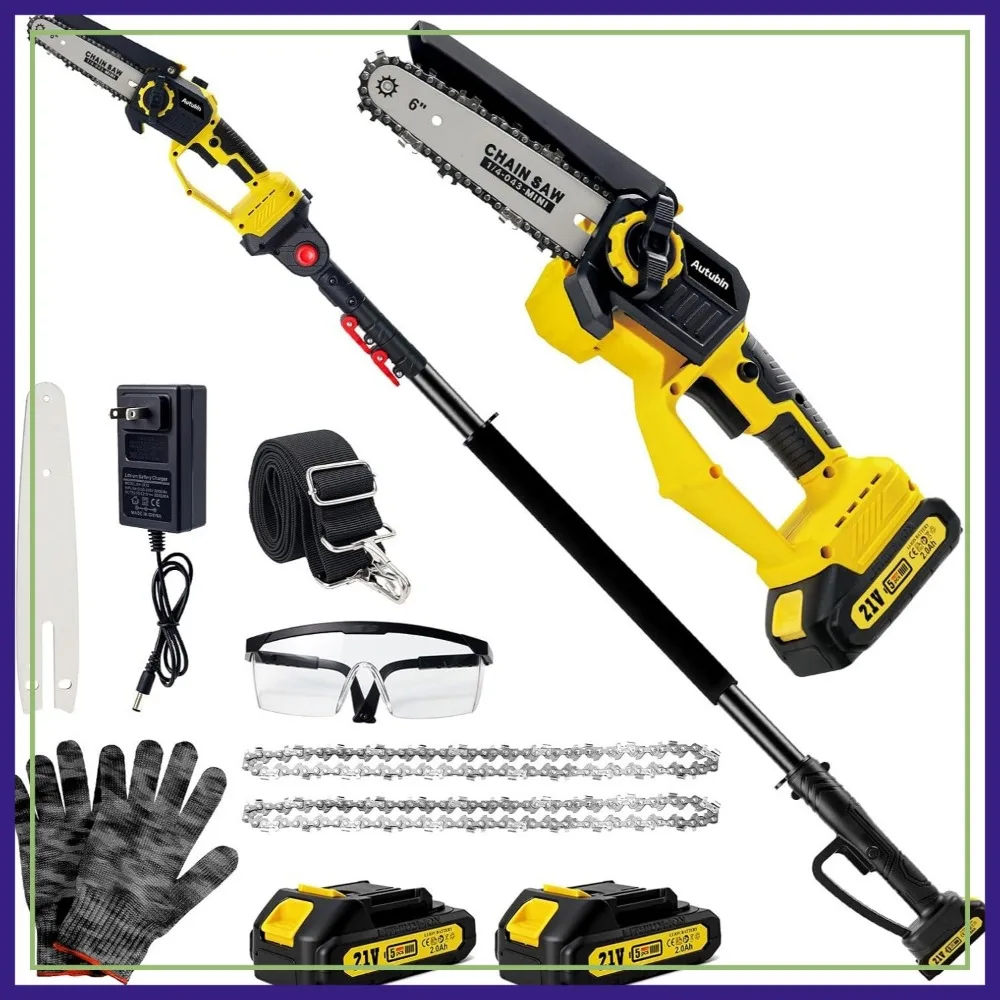 Cordless Pole Saw & Mini Chainsaw 2-in-1, 1200W Brushless, 16ft Reach, 6-Inch Bar, 2 Batteries
Cordless Pole Saw & Mini Chainsaw 2-in-1, 1200W Brushless, 16ft Reach, 6-Inch Bar, 2 Batteries