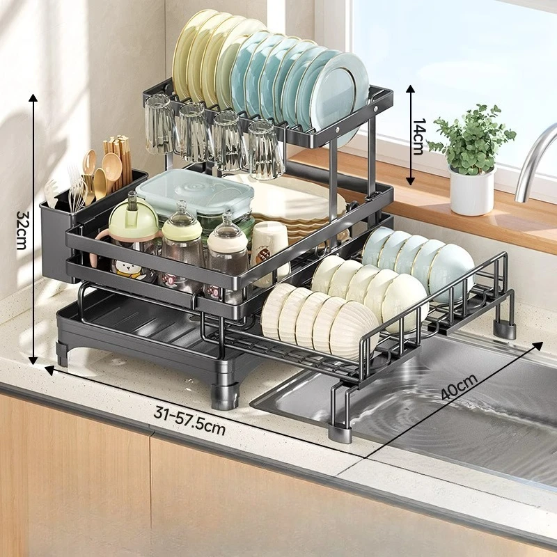 Kitchen Storage Rack, Foldable and Pull-out Cutlery Storage Platform, Double-layer Drain Basket, Bowl and Plate Storage Rack
Kitchen Storage Rack, Foldable and Pull-out Cutlery Storage Platform, Double-layer Drain Basket, Bowl and Plate Storage Rack