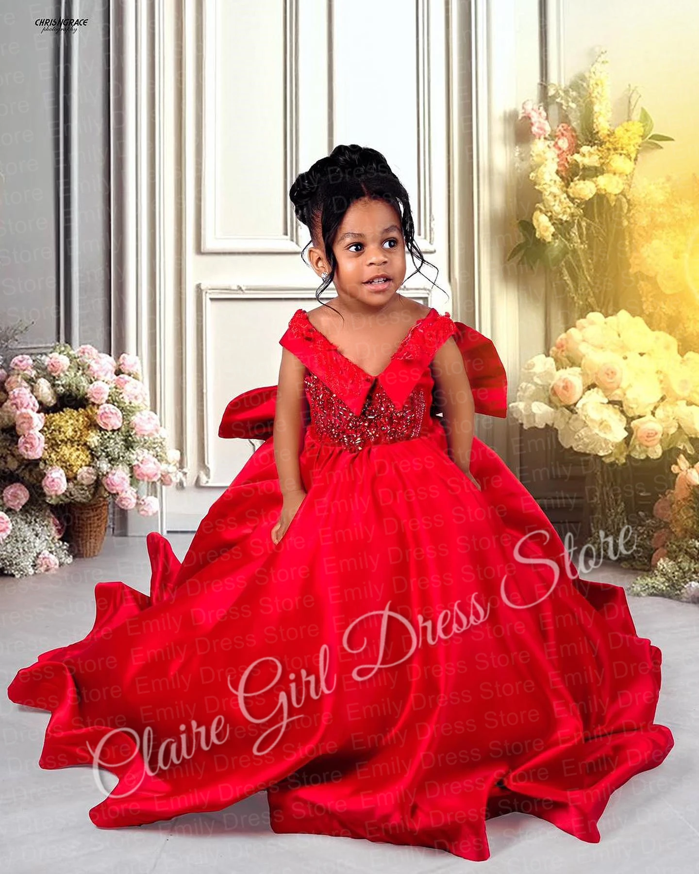 Customized Red Flower Girl Dress For Wedding Satin Puffy Tulle V-neck Floor Length Birthday Party Baby First Communion Gown
Customized Red Flower Girl Dress For Wedding Satin Puffy Tulle V-neck Floor Length Birthday Party Baby First Communion Gown
