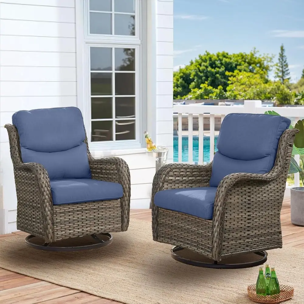 2-Piece Outdoor Swivel Rocker Chair Set with Cushions, Weather-Resistant Wicker, Ideal for Patio, Porch, Poolside
2-Piece Outdoor Swivel Rocker Chair Set with Cushions, Weather-Resistant Wicker, Ideal for Patio, Porch, Poolside