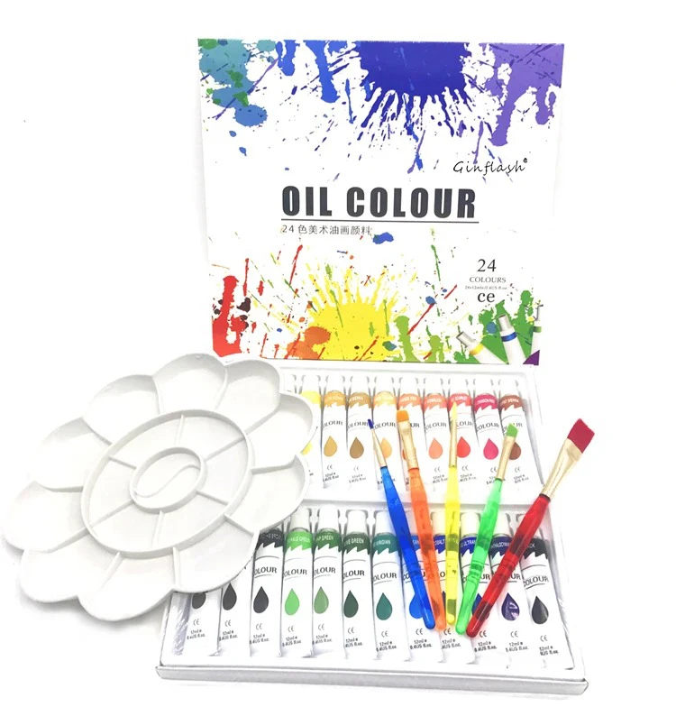 Ginflash 24pcs/set Professional Tube Oil Paints art for artists Canvas Pigment Art Supplies Drawing 12ML/tube 24Colors
Ginflash 24pcs/set Professional Tube Oil Paints art for artists Canvas Pigment Art Supplies Drawing 12ML/tube 24Colors