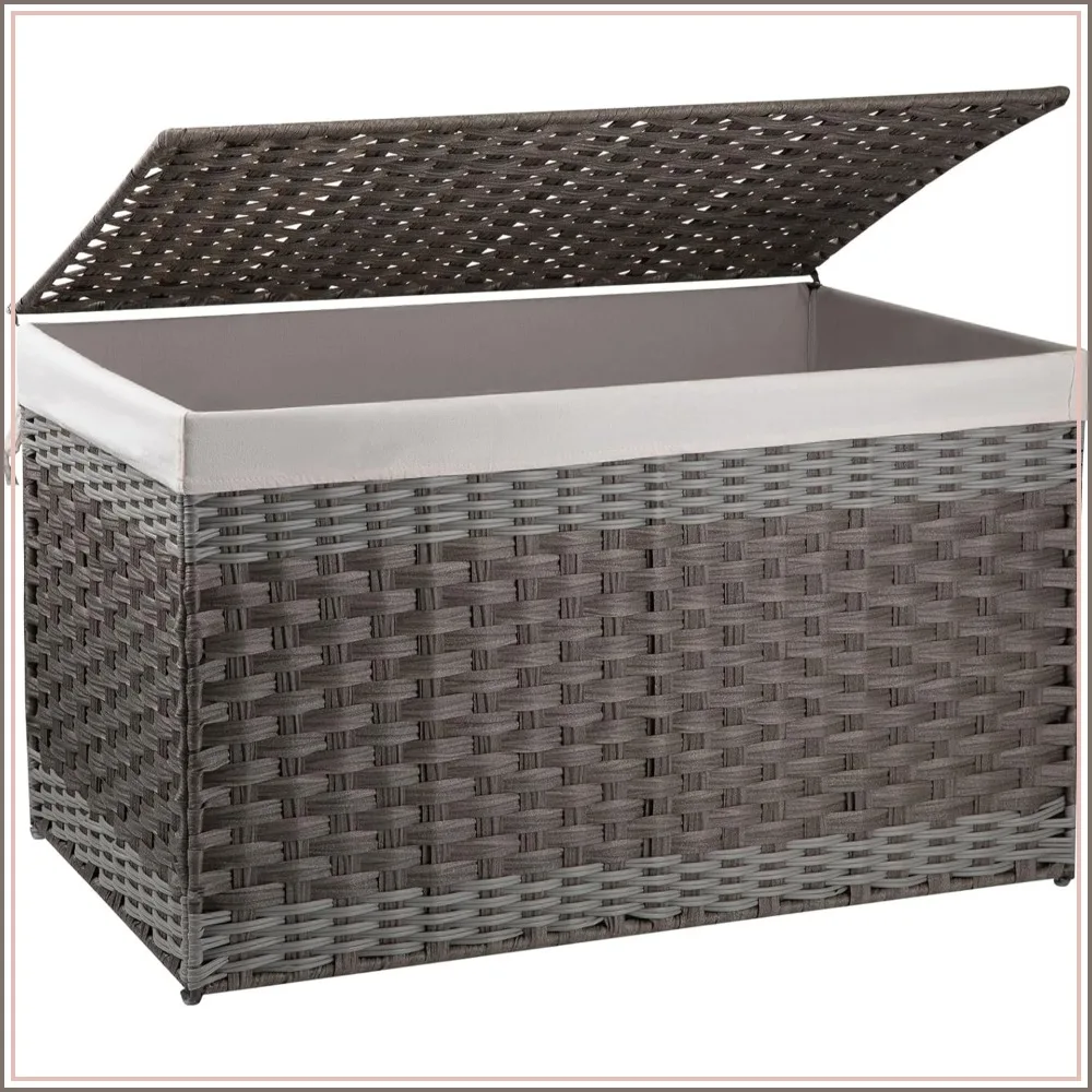 42.3 Gallon Storage Basket with Lid, 160L Blanket Basket with Removable Liner, Foldable Wicker Hamper for Living Room
42.3 Gallon Storage Basket with Lid, 160L Blanket Basket with Removable Liner, Foldable Wicker Hamper for Living Room
