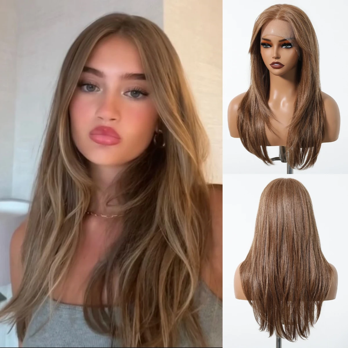 HD 13x6 Lace Frontal Wigs Ombre Brown Synthetic Hair Long Straight Wigs Daily Use Party Wig for White Women Heat Resistant
HD 13x6 Lace Frontal Wigs Ombre Brown Synthetic Hair Long Straight Wigs Daily Use Party Wig for White Women Heat Resistant