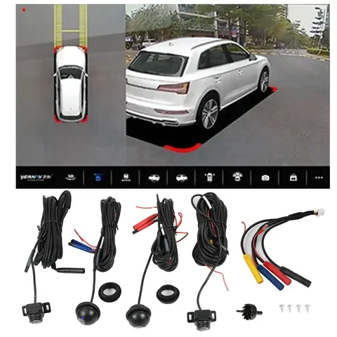 Car Rear Front Left Right Camera 360° Panoramic View 720 1080P HD DVR Support Android Radio Multimedia Electronics Accessories