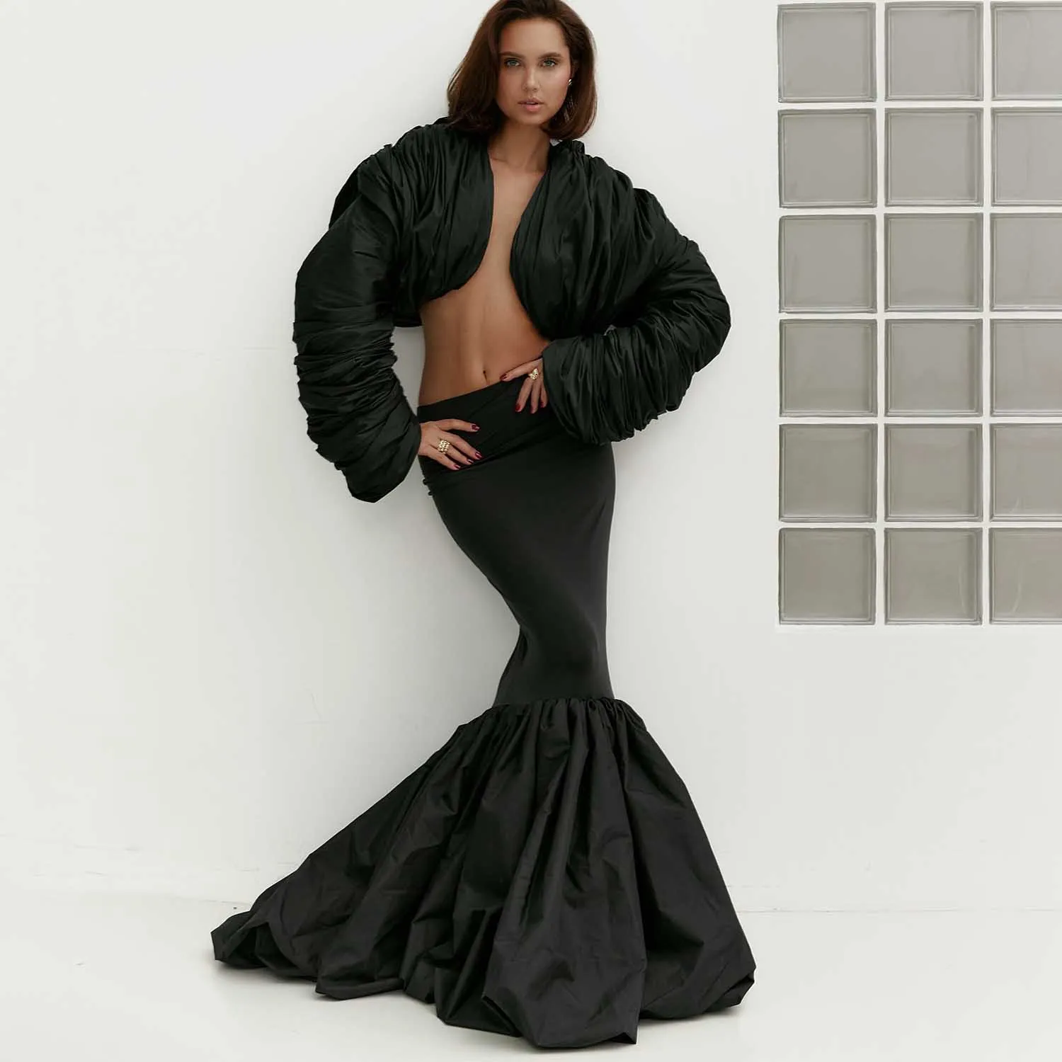Fashion Black Mermaid Skirt High Waist Ruffles Taffeta Floor Length Formal Party Skirts Women Evening Wear юбка женская Faldas
Fashion Black Mermaid Skirt High Waist Ruffles Taffeta Floor Length Formal Party Skirts Women Evening Wear юбка женская Faldas