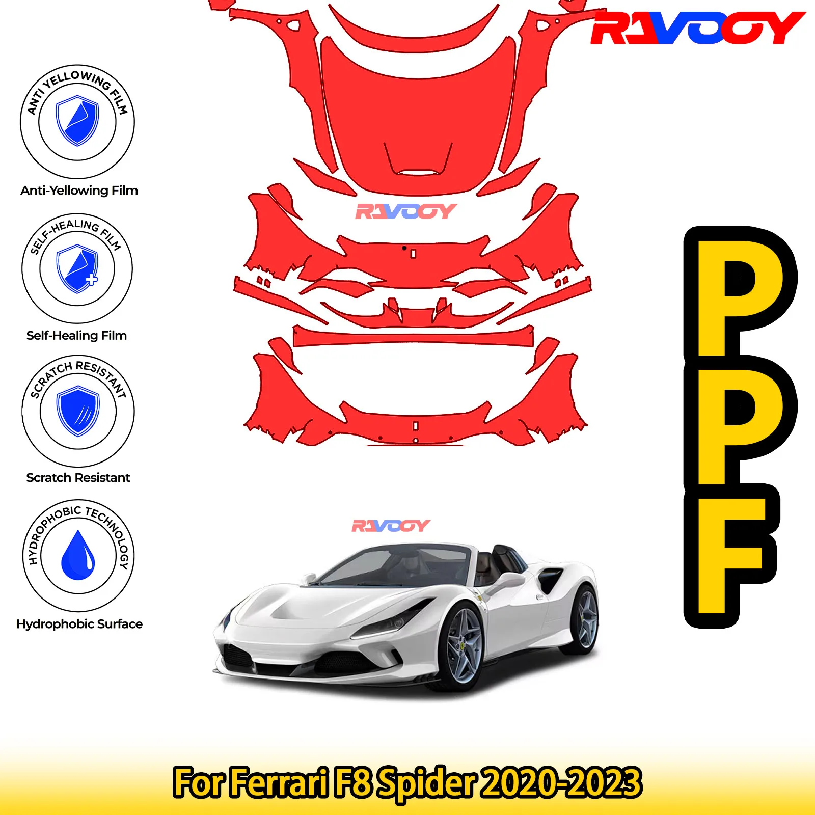 For Ferrari F8 Spider 2020-2023 Glossy Matte Black Precut front PPF Kit Paint Protection Film
For Ferrari F8 Spider 2020-2023 Glossy Matte Black Precut front PPF Kit Paint Protection Film