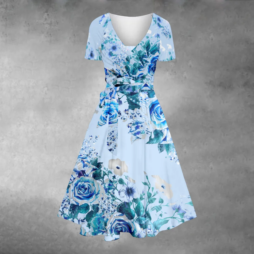 Summer Flower Dress Trendy Two Piece Dress Women V Neck Stylish Party Dresses Girl Resort Dresses Fashion Vestido Elegant Robe
Summer Flower Dress Trendy Two Piece Dress Women V Neck Stylish Party Dresses Girl Resort Dresses Fashion Vestido Elegant Robe