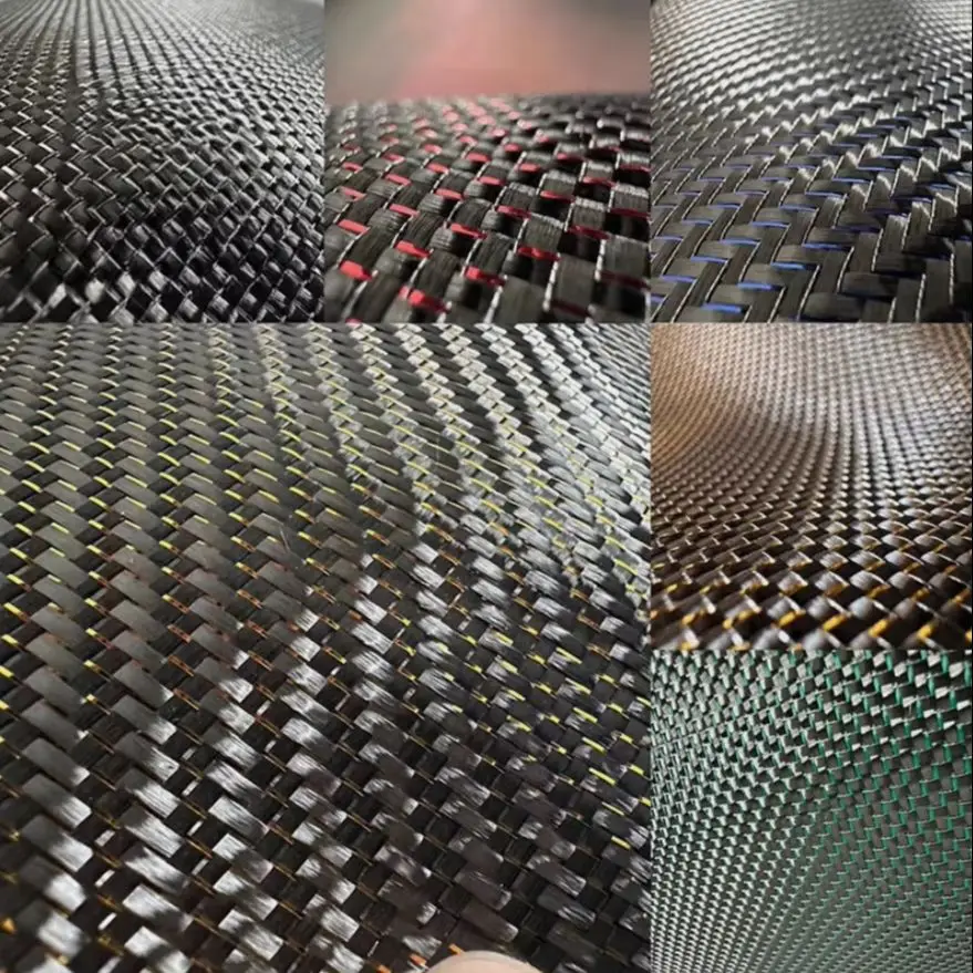 3k 200g carbon fiber and metal wire blended plain weave twill large-sized red blue purple green line fabric DIY modification
3k 200g carbon fiber and metal wire blended plain weave twill large-sized red blue purple green line fabric DIY modification