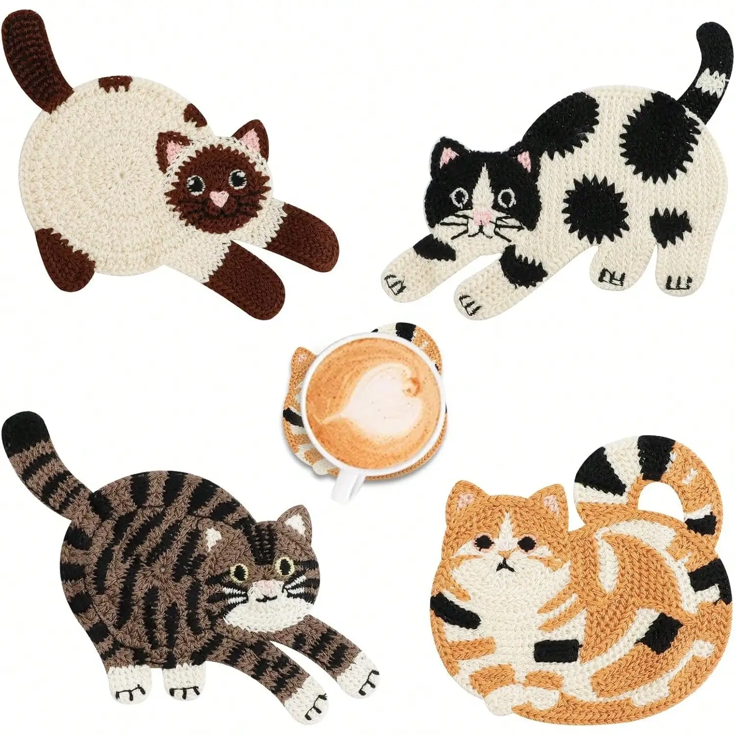 Creative Cat Lovers Coasters Funny Woven Crochet Coasters For Desk Coffee Tea Table Desktop Protection Cute Decoration 4 Style B
Creative Cat Lovers Coasters Funny Woven Crochet Coasters For Desk Coffee Tea Table Desktop Protection Cute Decoration 4 Style B