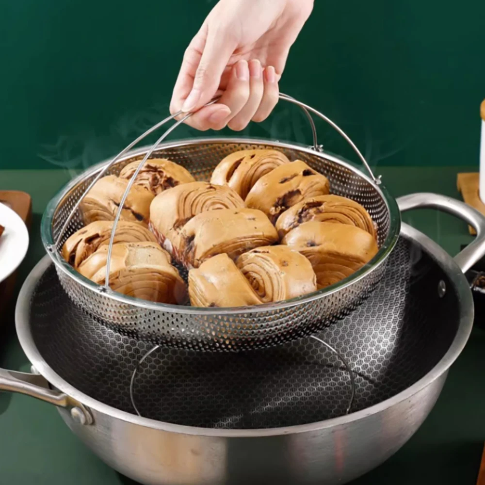 Stainless Steel Food Steamer Round Steaming Basket Reusable Handheld Rack Multi-function Fruit Cleaning Basket Cooking Utensils
Stainless Steel Food Steamer Round Steaming Basket Reusable Handheld Rack Multi-function Fruit Cleaning Basket Cooking Utensils