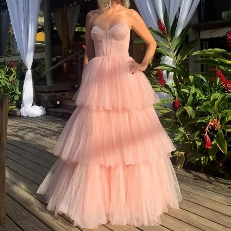 Elegant Coral Princess Prom Dresses Long Sweetheart Tiered Tulle Skirt Women Formal Evening Dress Wedding Party Gown Vestido
Elegant Coral Princess Prom Dresses Long Sweetheart Tiered Tulle Skirt Women Formal Evening Dress Wedding Party Gown Vestido