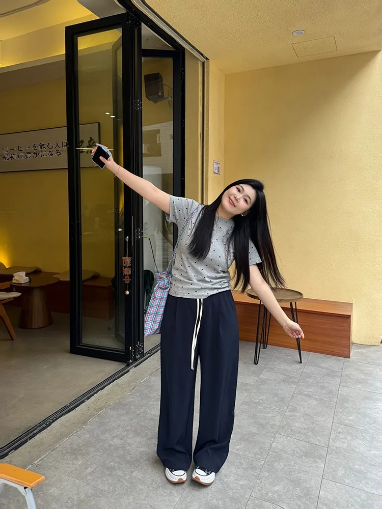 NINI ONE Korean Style Patchwork Wide Leg Pants Straight Cut Natural Waist Zipper Closure Casual Trousers for plus Size Women
NINI ONE Korean Style Patchwork Wide Leg Pants Straight Cut Natural Waist Zipper Closure Casual Trousers for plus Size Women
