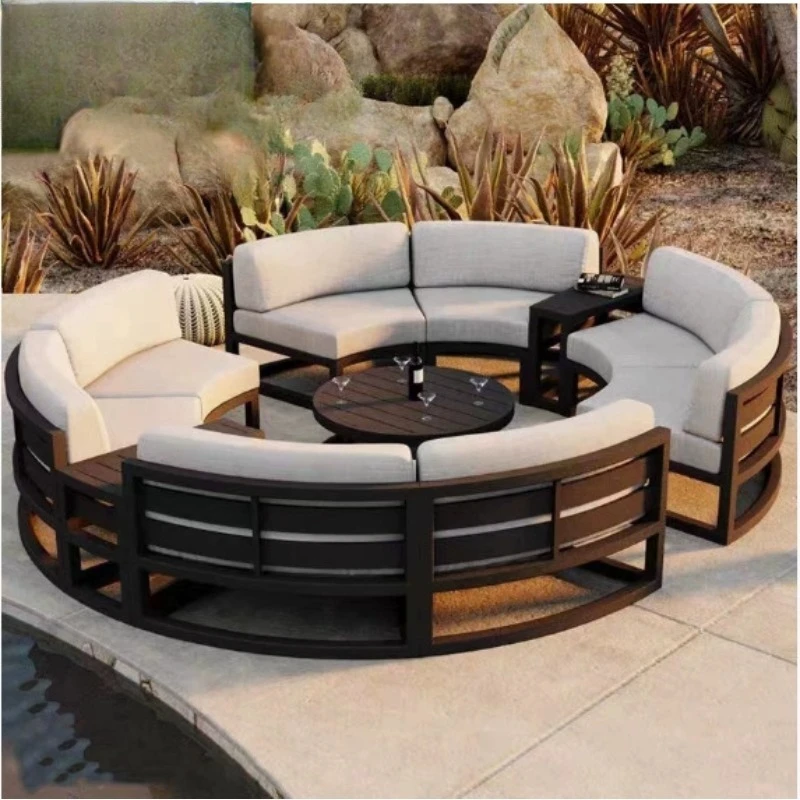 Outdoor courtyard garden aluminum leisure sofa arc, villa outdoor terrace, round furniture
Outdoor courtyard garden aluminum leisure sofa arc, villa outdoor terrace, round furniture