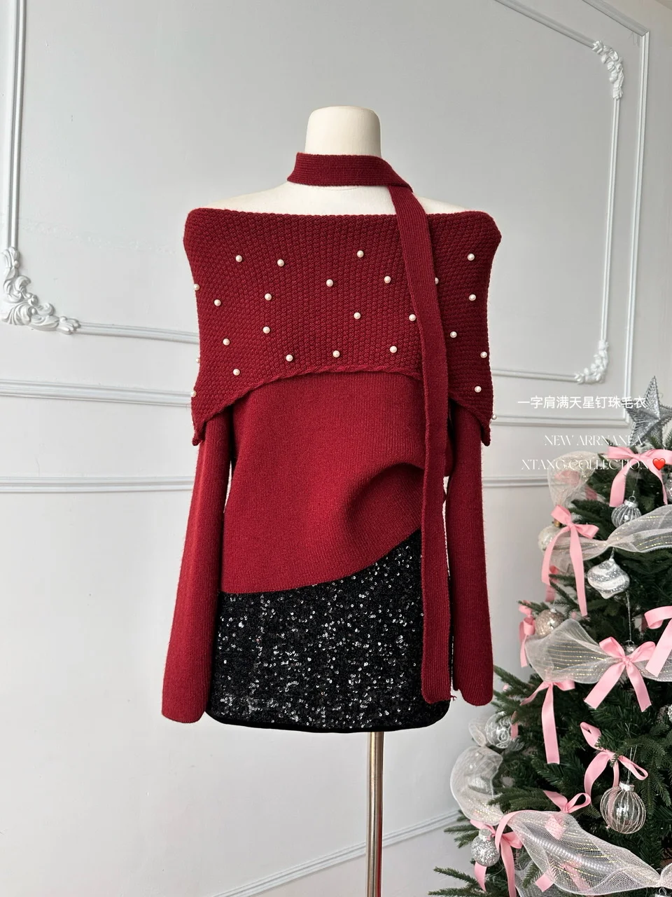 Women's Elegant Slash Neck Long Sleeve Pearls Sweater Lady Autumn Winter Solid Color Off Shoulder Pullover Jumper
Women's Elegant Slash Neck Long Sleeve Pearls Sweater Lady Autumn Winter Solid Color Off Shoulder Pullover Jumper