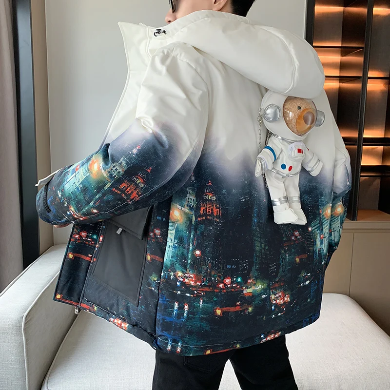 Модная белая мужская куртка-пуховик свободного кроя с капюшоном, из прочного полиэстера, с наполнителем из 90% пуха, трендовая уличная одежда
Модная белая мужская куртка-пуховик свободного кроя с капюшоном, из прочного полиэстера, с наполнителем из 90% пуха, трендовая уличная одежда