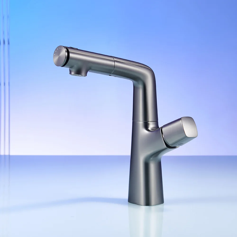 Deck Mounted Bathroom Pull Out Faucet 3 Modes One Hole Lavatory Basin Faucet Single Handle Hot and Cold Mixer Tap Gray
Deck Mounted Bathroom Pull Out Faucet 3 Modes One Hole Lavatory Basin Faucet Single Handle Hot and Cold Mixer Tap Gray