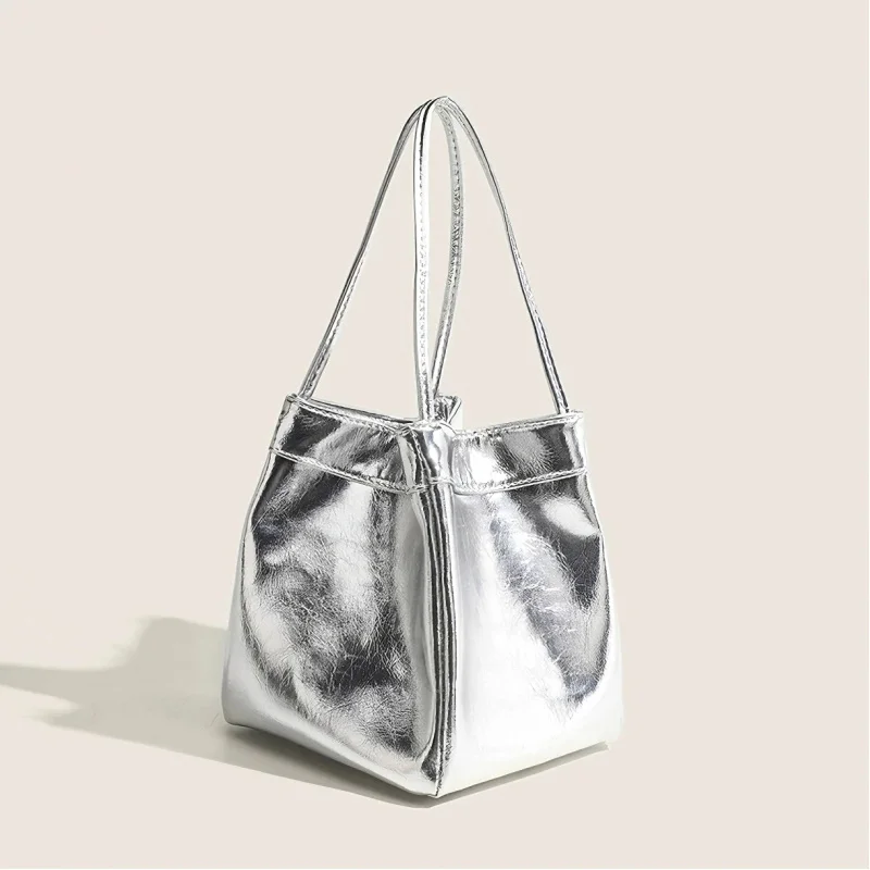 Shiny Metallic Silver Bucket Bag Women's Handbag Y2K Purse
Shiny Metallic Silver Bucket Bag Women's Handbag Y2K Purse