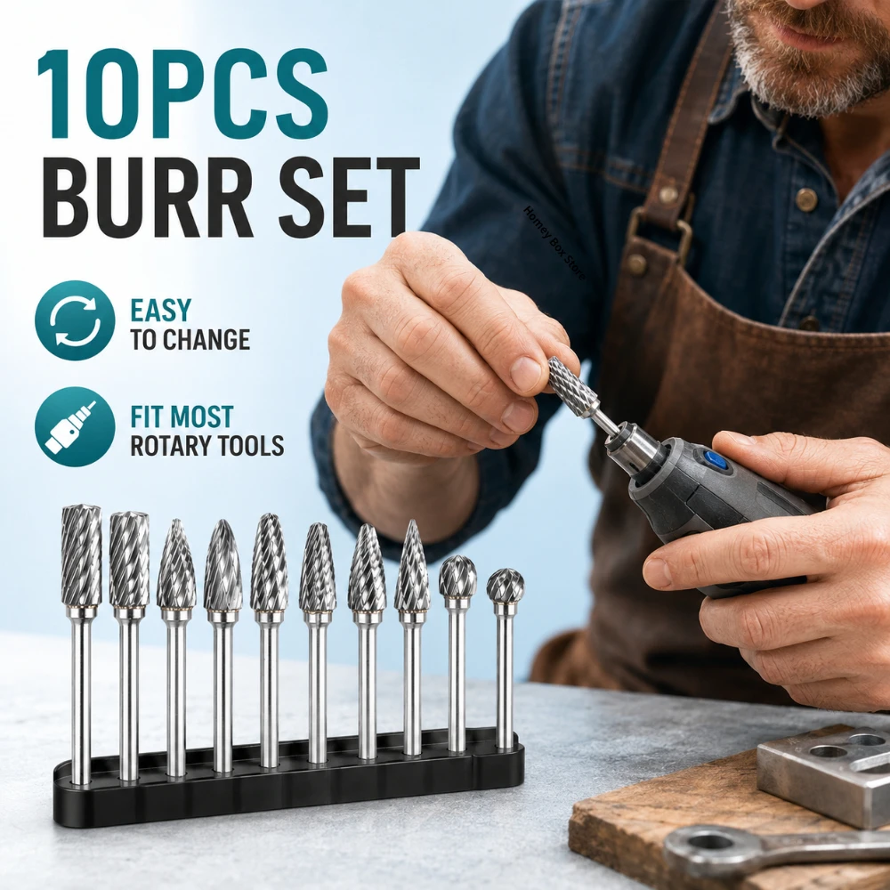 10Pcs High Hardness Carbide Burr Bits 3mm Shank Double Cut Rotary Tool Accessories For Dremel Metal Grinding Engraving
10Pcs High Hardness Carbide Burr Bits 3mm Shank Double Cut Rotary Tool Accessories For Dremel Metal Grinding Engraving