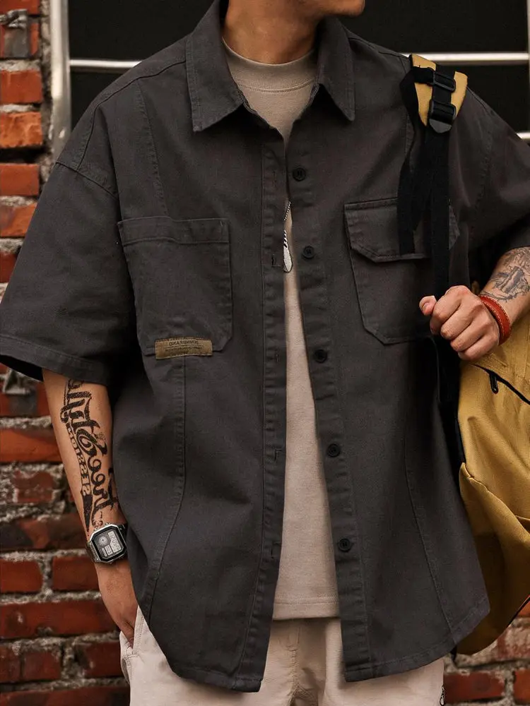 American Retro Workwear irt Men's Summer Loose Outdoor Multi-ket ort Sve irt Jaet Breathable Thin Youth Casual
American Retro Workwear irt Men's Summer Loose Outdoor Multi-ket ort Sve irt Jaet Breathable Thin Youth Casual