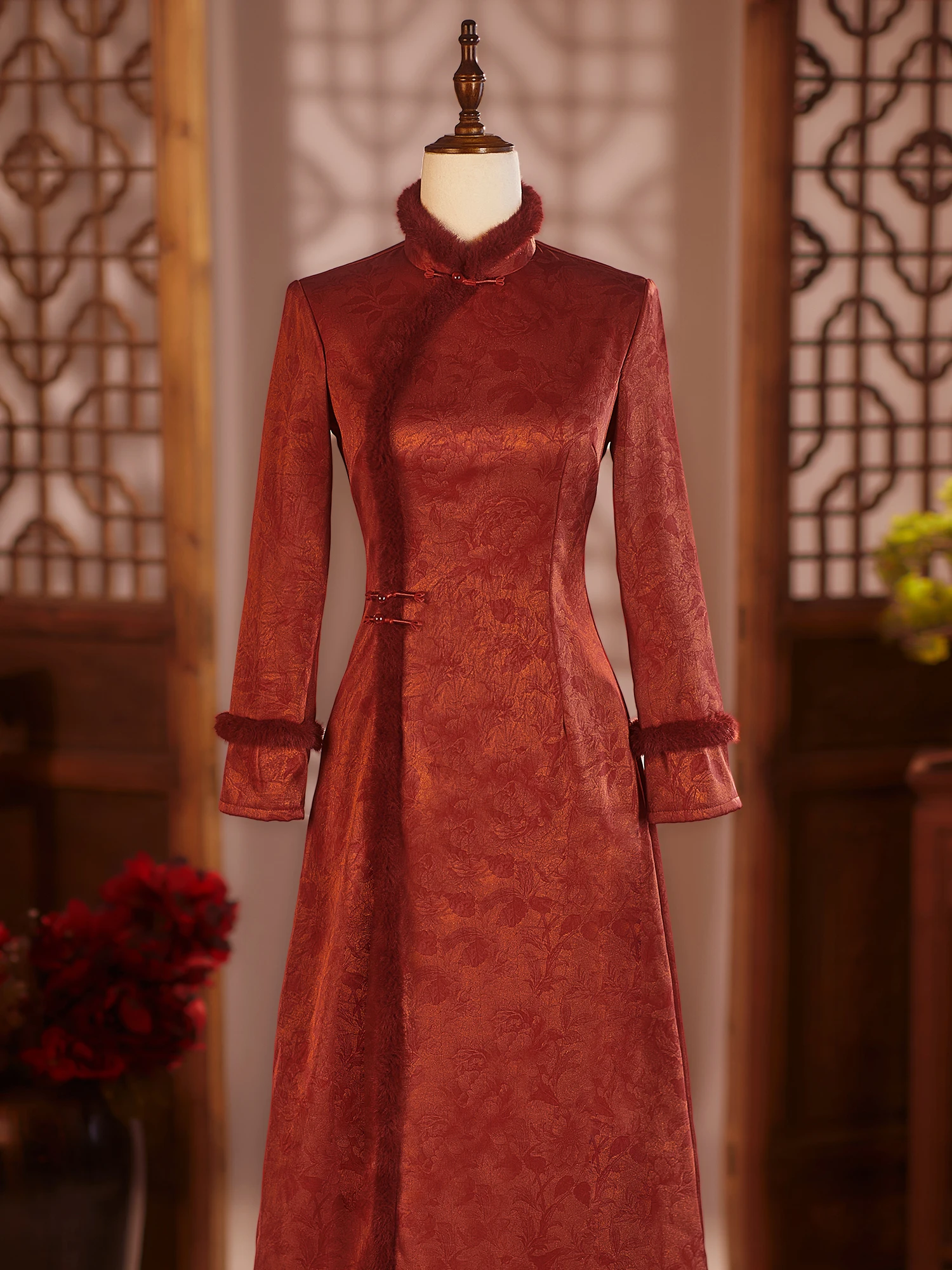 Retro Red Flag Robe Thiened Long Sve Wedding Dr for Mother Winter Wedding Banquet Costume Warm Polyester Fiber
Retro Red Flag Robe Thiened Long Sve Wedding Dr for Mother Winter Wedding Banquet Costume Warm Polyester Fiber