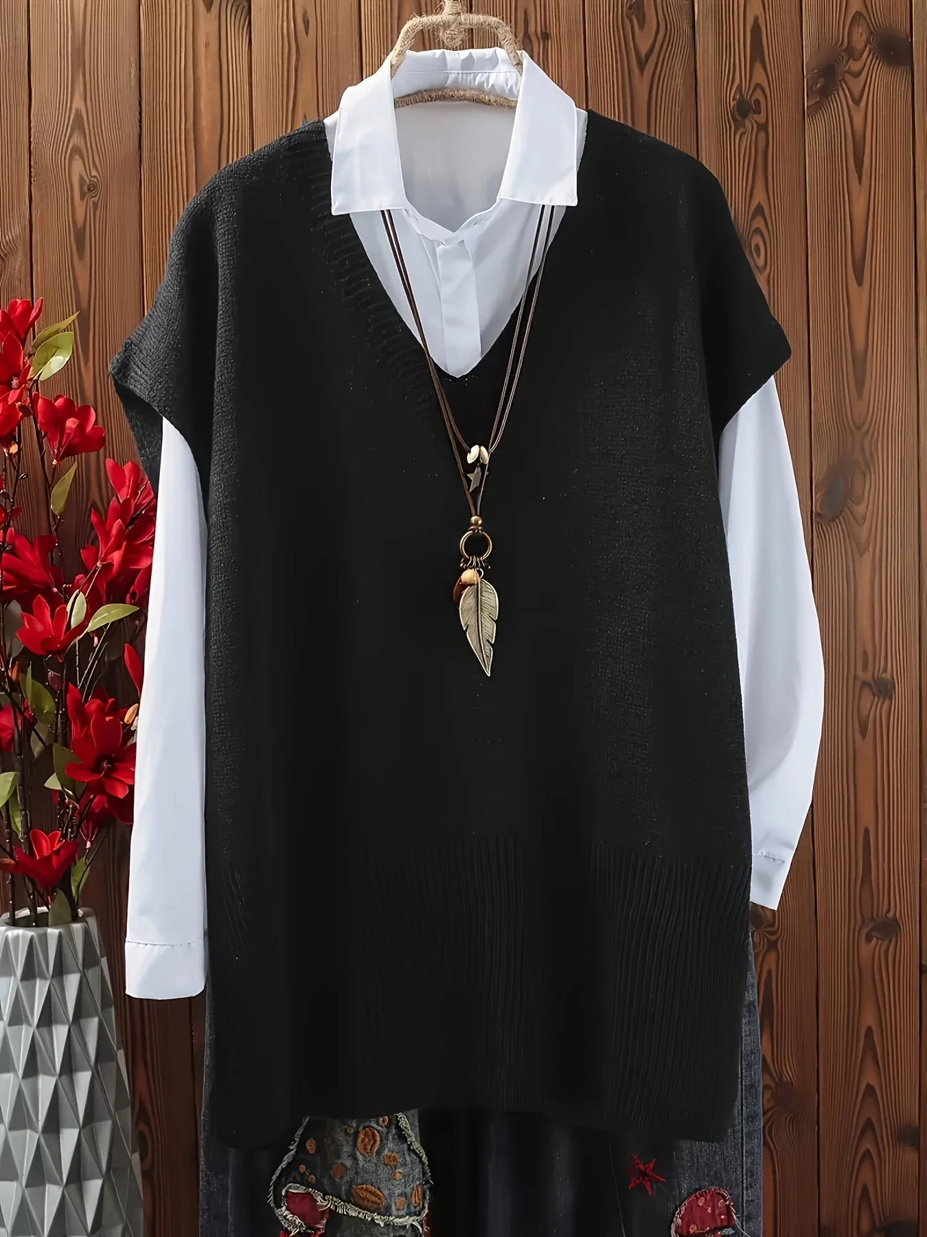 Женский вязаный пуловер большого размера с V-образным вырезом, модный пуловер в стиле преппи с разрезом (подкладка не входит в комплект)
Женский вязаный пуловер большого размера с V-образным вырезом, модный пуловер в стиле преппи с разрезом (подкладка не входит в комплект)