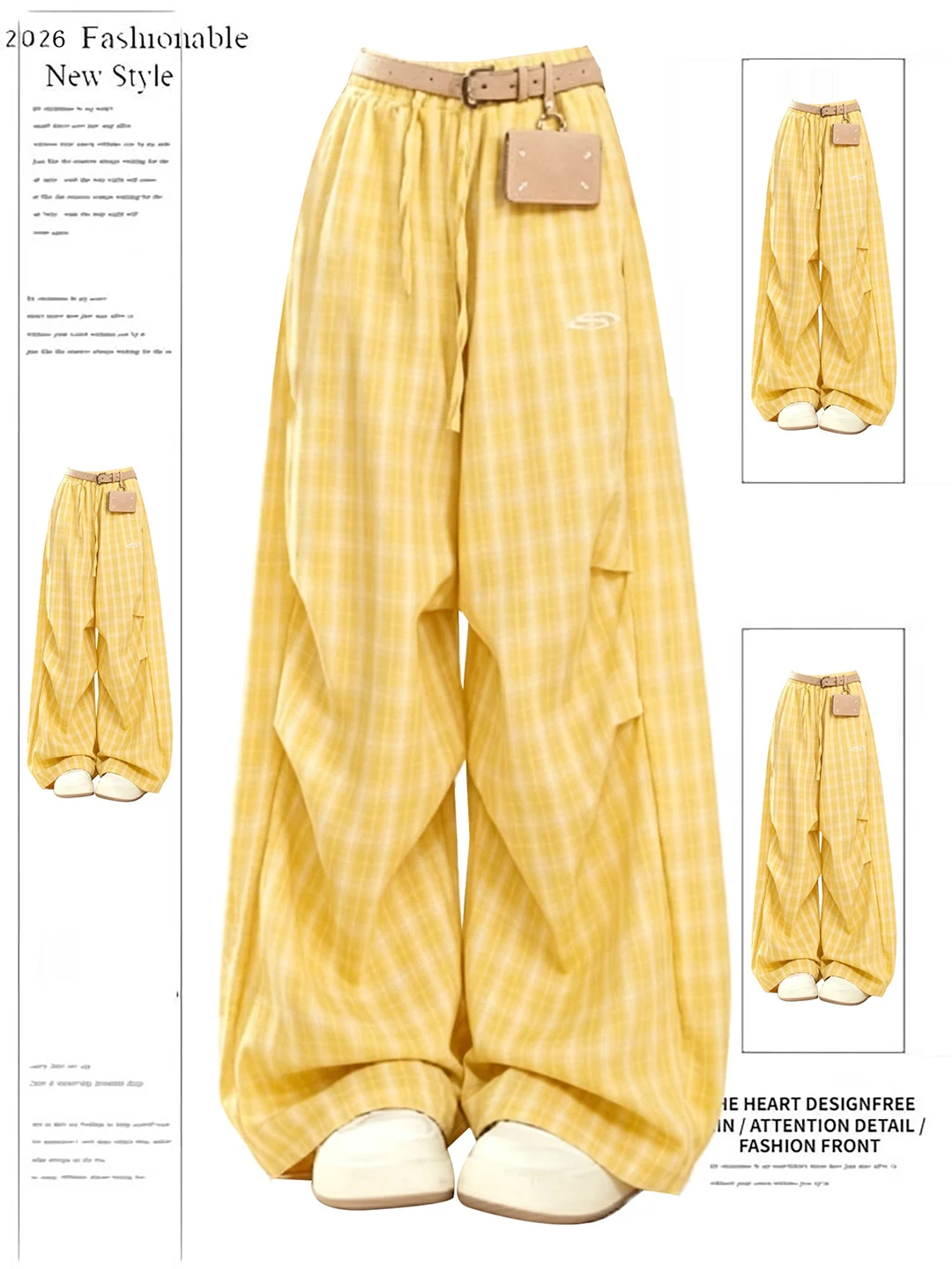 Summer 2026 New Lazy Style Bright Yellow Plaid Pants Women's Loose Straight Leg Trousers Wide Leg Workwear Casual Pants
Summer 2026 New Lazy Style Bright Yellow Plaid Pants Women's Loose Straight Leg Trousers Wide Leg Workwear Casual Pants