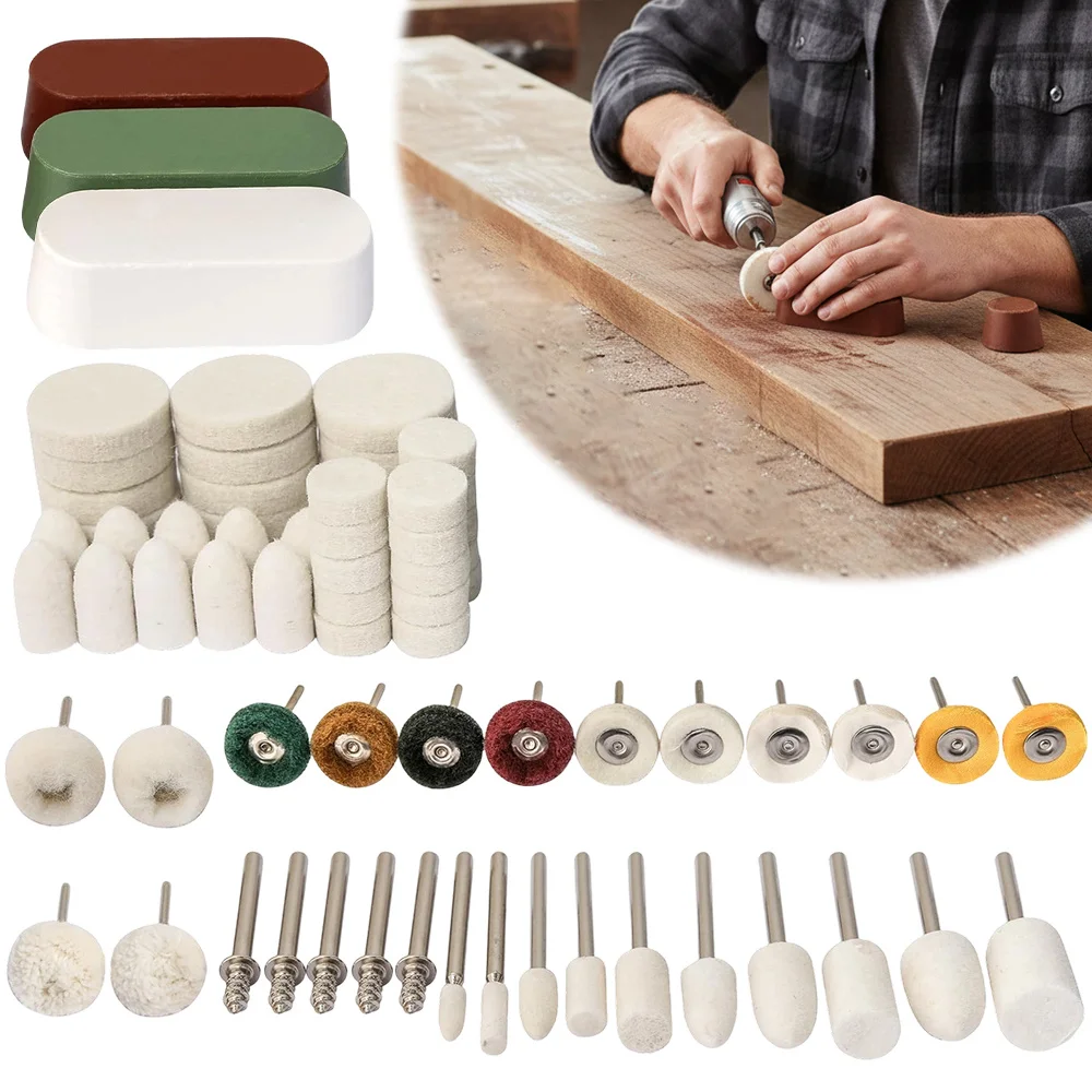 72 PCS Buffing Wheel Polishing Kit Rotary Tool Accessories with 1/8" Shank Abrasive Wheel Wire Brushes Wool Felt Cotton Mounted
72 PCS Buffing Wheel Polishing Kit Rotary Tool Accessories with 1/8" Shank Abrasive Wheel Wire Brushes Wool Felt Cotton Mounted