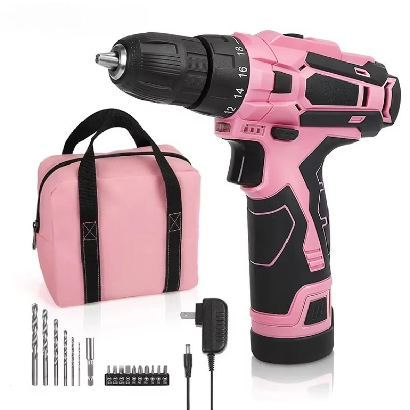 12V Electric Power Drills Driver Tool Kit Pink Cordless Drill Power Tool Set for Women
12V Electric Power Drills Driver Tool Kit Pink Cordless Drill Power Tool Set for Women