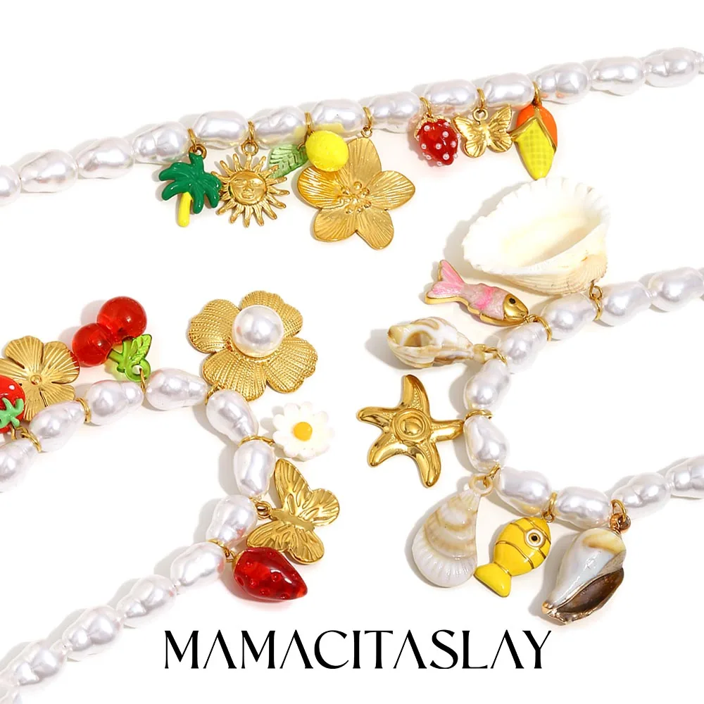 Ожерелье MamacitaSlay из нержавеющей стали 316L серии Ocean с цветком и жемчугом, позолоченное 18-каратным золотом, водонепроницаемое, для отпуска и вечеринок
Ожерелье MamacitaSlay из нержавеющей стали 316L серии Ocean с цветком и жемчугом, позолоченное 18-каратным золотом, водонепроницаемое, для отпуска и вечеринок