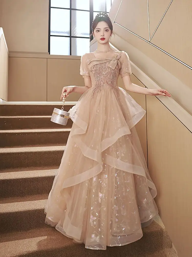Evening Dress for Women Party Luxury Pearl Beadings Square Collar Sequined Tulle Dresses Elegant Ladies Formal Ball Gown
Evening Dress for Women Party Luxury Pearl Beadings Square Collar Sequined Tulle Dresses Elegant Ladies Formal Ball Gown