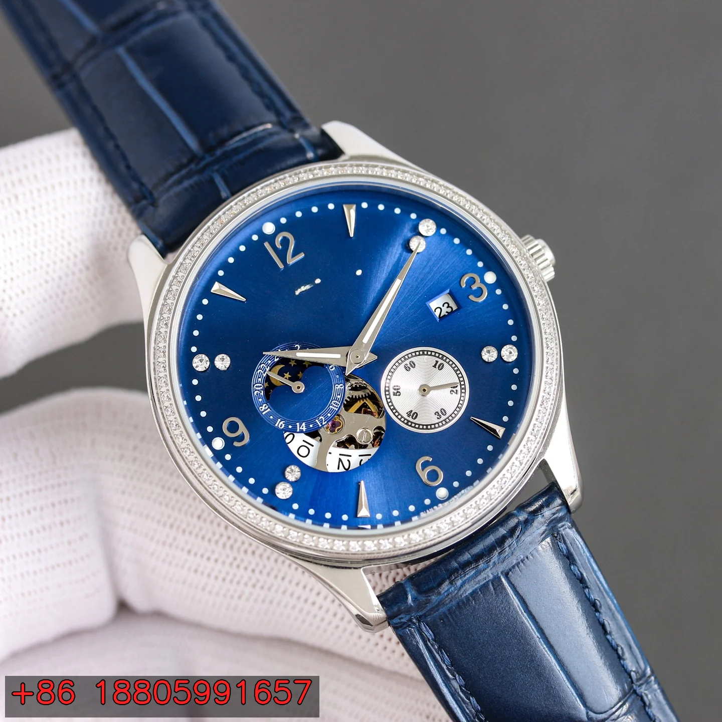 Men's Automatic Self-Wind Mechanical Watch 41mm 316L Stainless Steel Case Leather Strap Crystal Glass Moon Phase Calendar Skeleton Dress Wristwatch
Men's Automatic Self-Wind Mechanical Watch 41mm 316L Stainless Steel Case Leather Strap Crystal Glass Moon Phase Calendar Skeleton Dress Wristwatch